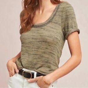 Pure + Good by Anthropologie Olive Green Space Dyed T-Shirt